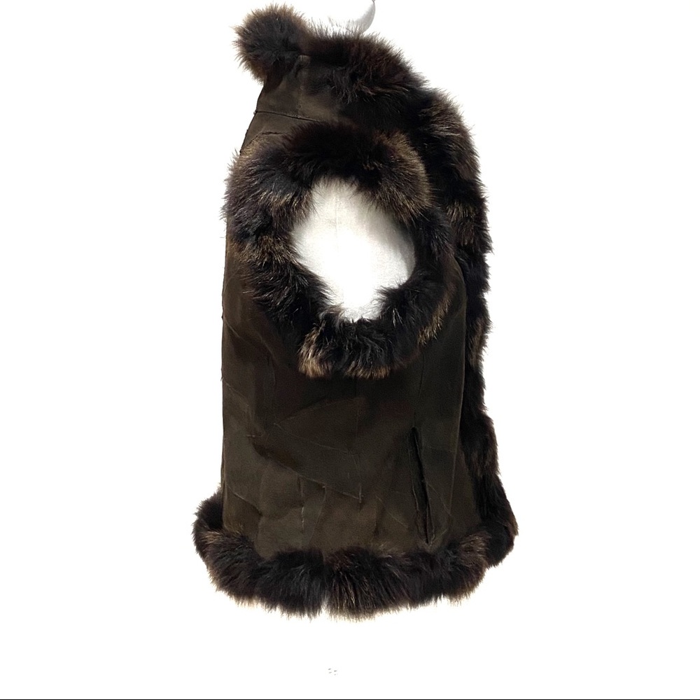 BELLE FARE Layering Dyed Brown Fox Fur Vest Size S $875 - Picture 4 of 8